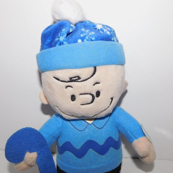 Charlie Brown Peanuts 10" Plush Blue Holding Candy Cane Musical stuffed Doll - Picture 2 of 7